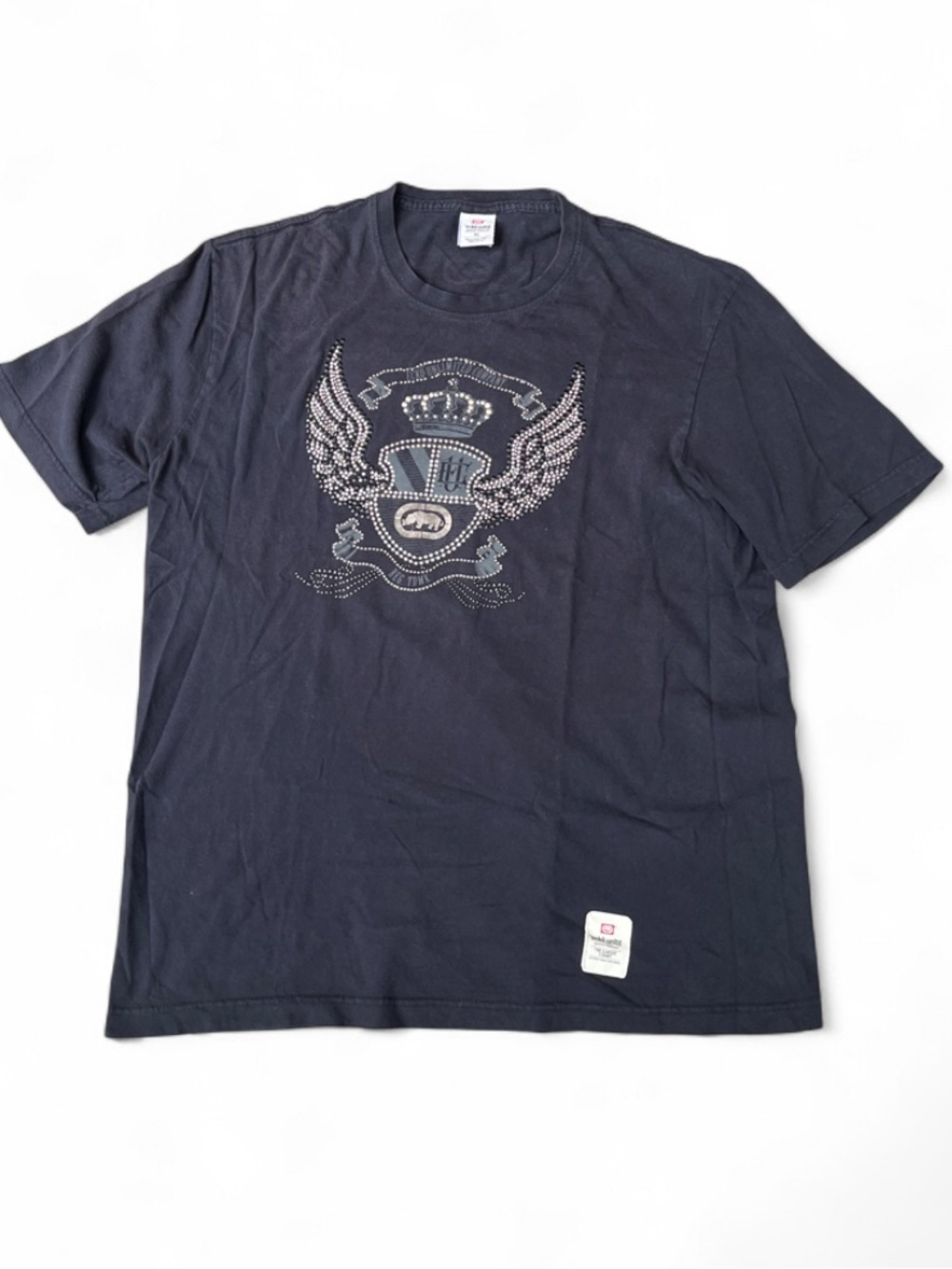ECKO size XL Y2K 100% cotton black Embellished Crest Graphic Tee